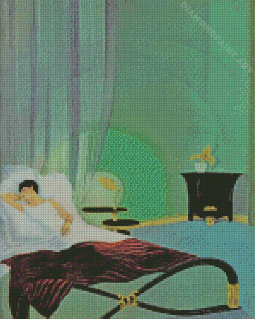 Sleepy Lady In Bedroom Diamond Painting