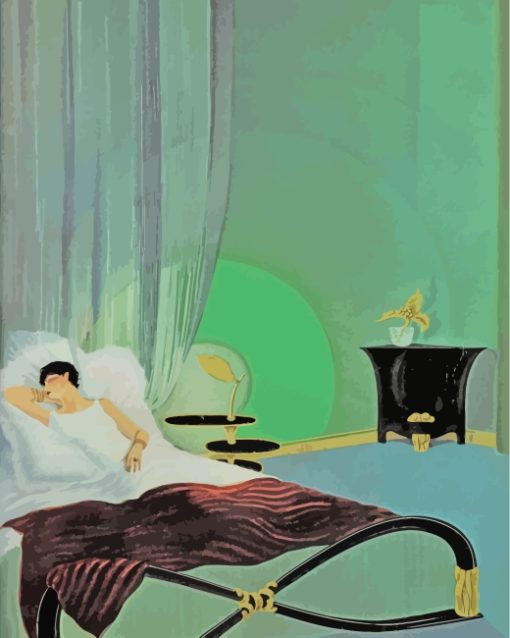 Sleepy Lady In Bedroom Diamond Painting