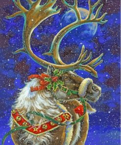 Snow Christmas Elk Diamond Painting