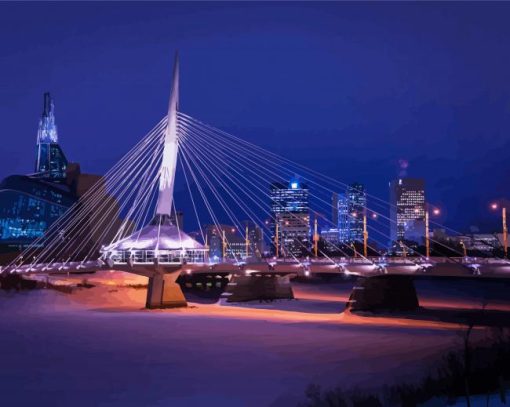 Snowy Winnipeg Bridge Diamond Painting