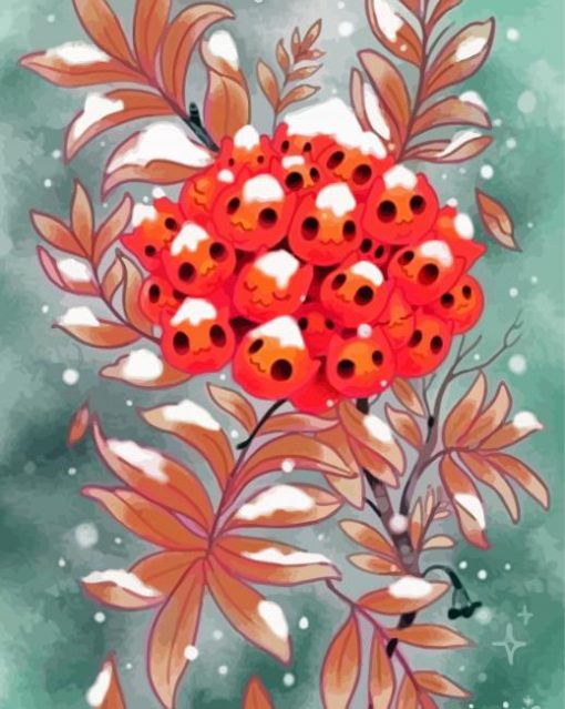 Snowy Rowan Berries Art Diamond Painting