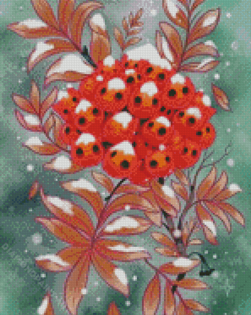 Snowy Rowan Berries Art Diamond Painting