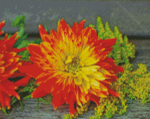 Orange Dahlia Flower Diamond Painting