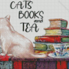 Vintage Books And Cat Diamond Painting