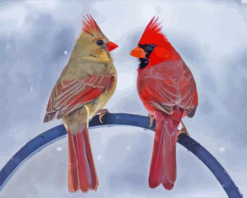 White Cardinal Diamond Painting