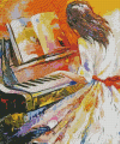 Lady Playing Piano Diamond Painting