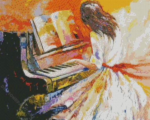 Lady Playing Piano Diamond Painting