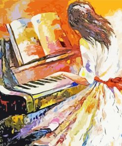 Lady Playing Piano Diamond Painting