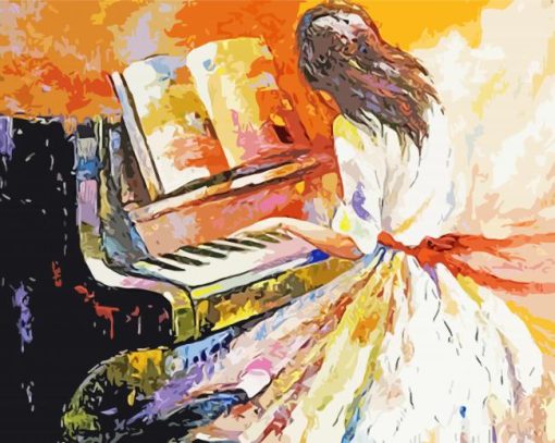 Lady Playing Piano Diamond Painting