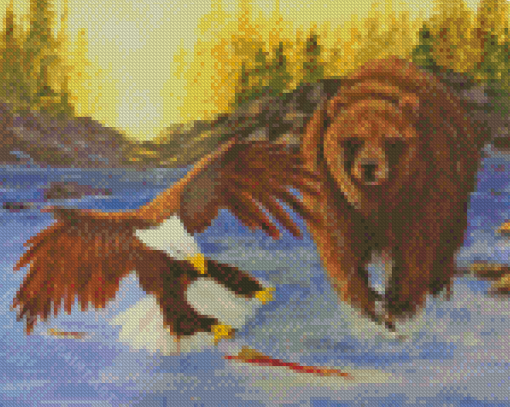 Bear And Eagle Diamond Painting