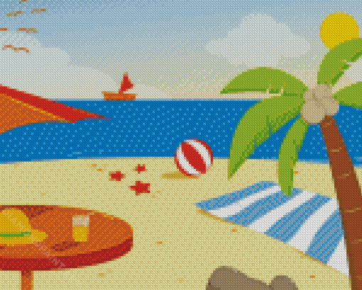 Cool Cartoon Beach Diamond Painting