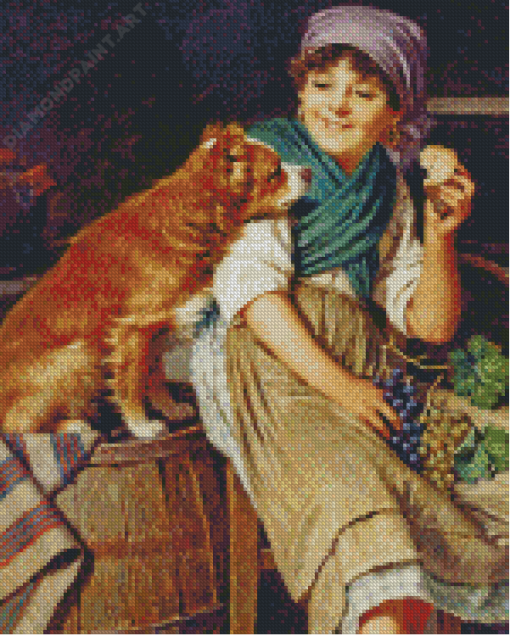 Lady With Dog Diamond Painting