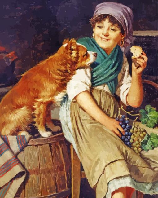 Lady With Dog Diamond Painting