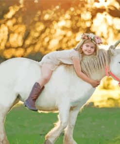 Cute Child On Horse Diamond Painting