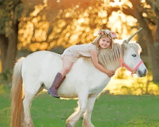 Cute Child On Horse Diamond Painting