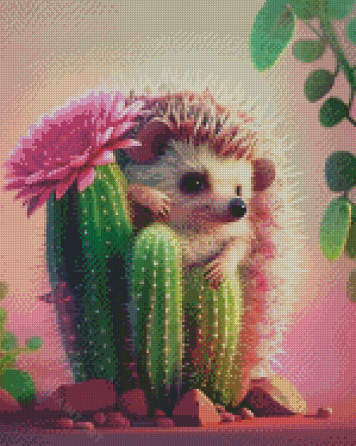 Hedgehog And Cactus Diamond Painting