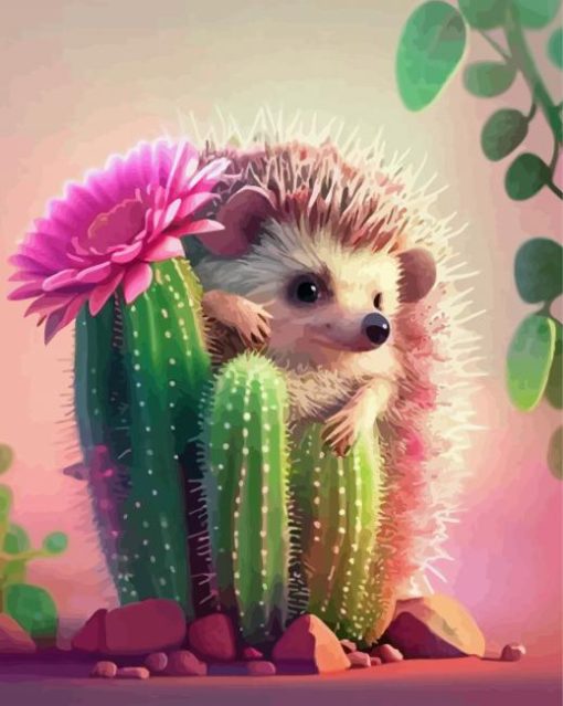 Hedgehog And Cactus Diamond Painting