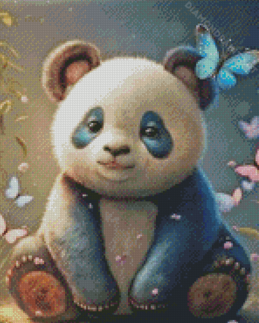 Panda And Butterfly Diamond Painting