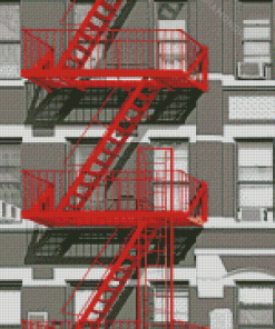 Red Fire Escape Diamond Painting