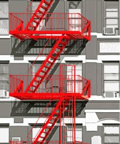 Red Fire Escape Diamond Painting