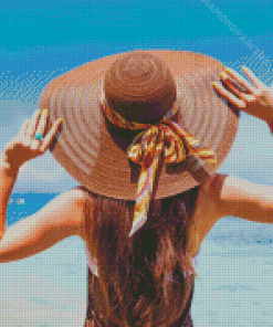 Woman With Summer Hat Diamond Painting