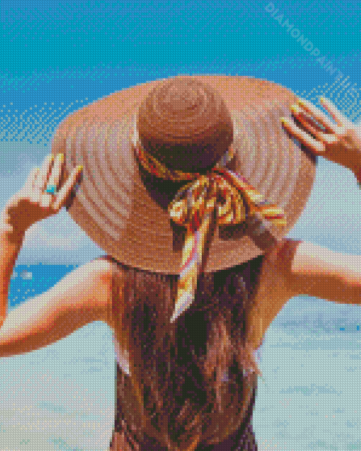 Woman With Summer Hat Diamond Painting