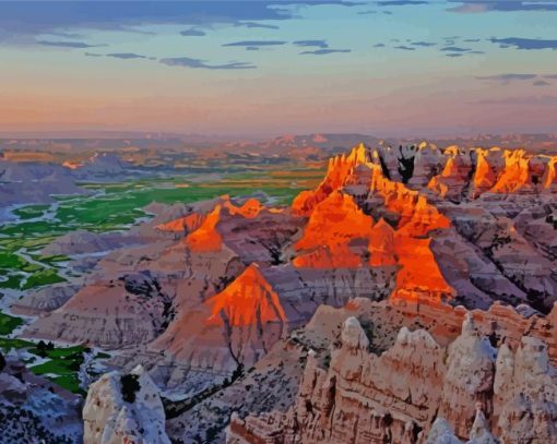 Badlands Sunset Landscape Diamond Painting