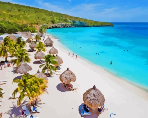 Beach Huts In Curacao Diamond Painting