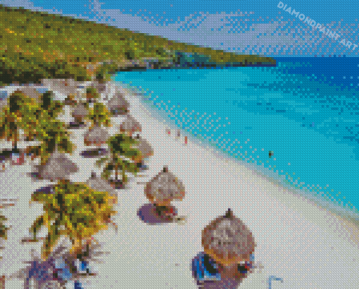 Beach Huts In Curacao Diamond Painting