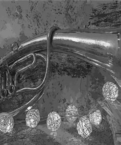 Black And White Tenor Horn Diamond Painting