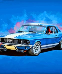 Blue 68 Mustang Art Diamond Painting