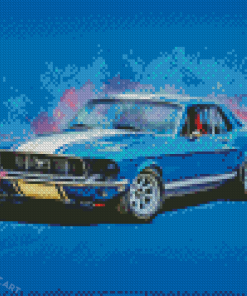 Blue 68 Mustang Art Diamond Painting