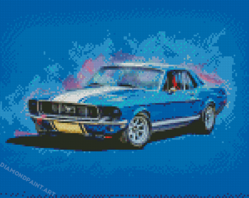 Blue 68 Mustang Art Diamond Painting