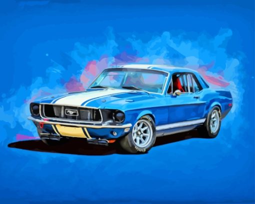 Blue 68 Mustang Art Diamond Painting