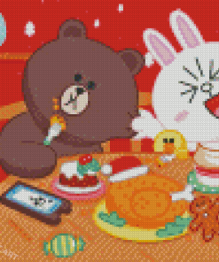 Brown And Cony Eating Diamond Painting