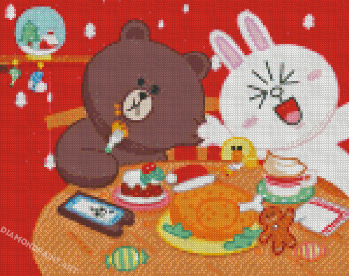 Brown And Cony Eating Diamond Painting