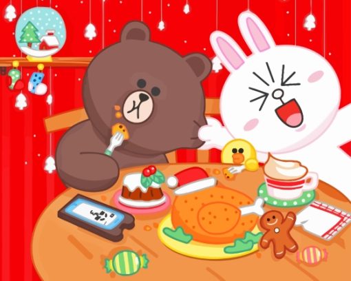 Brown And Cony Eating Diamond Painting