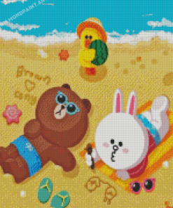 Brown And Cony In Beach Diamond Painting