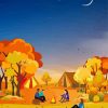 Camping At Night In Fall Forest Diamond Painting