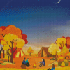 Camping At Night In Fall Forest Diamond Painting