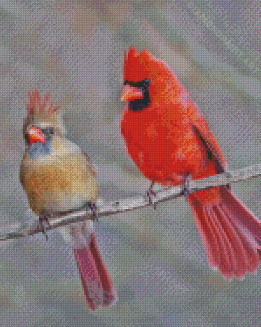 Cardinals Couple On Stick Diamond Painting