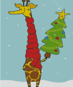 Cartoon Christmas Giraffe Diamond Painting