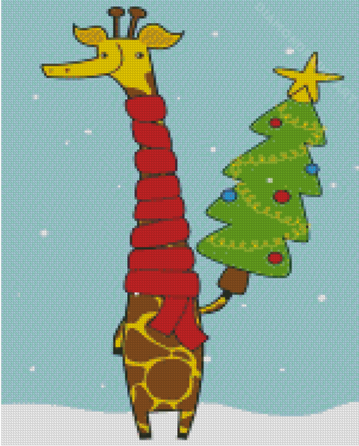 Cartoon Christmas Giraffe Diamond Painting