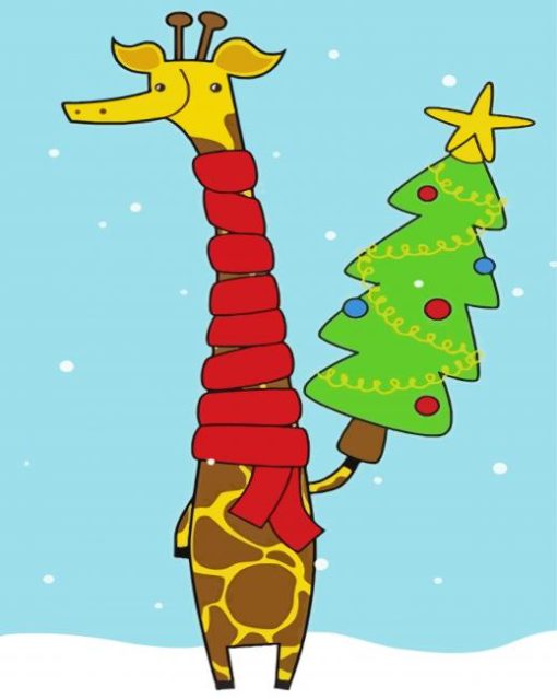 Cartoon Christmas Giraffe Diamond Painting