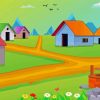 Cartoon Village Scene Diamond Painting