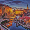 Cesky Krumlov City At Night Diamond Painting