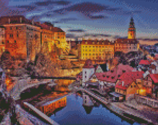 Cesky Krumlov City At Night Diamond Painting