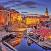 Cesky Krumlov City At Night Diamond Painting