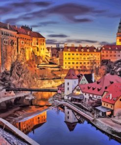 Cesky Krumlov City At Night Diamond Painting