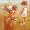 Children At The Seaside Art Diamond Painting